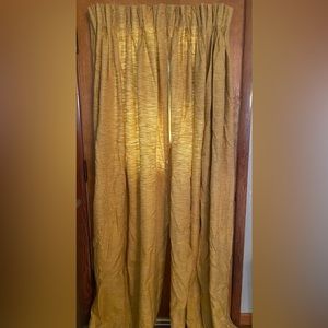 Vintage 70’s Pinch Pleat Woven Gold Drapes w/ Original Tiebacks. Set of 4 panels